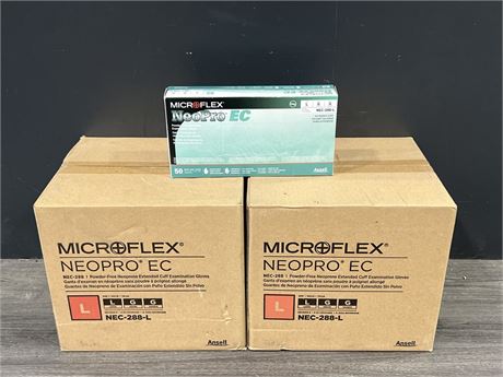1000 NEW MICROFLEX NEOPRO POWDER FREE EXAMINATION GLOVES - SIZE L