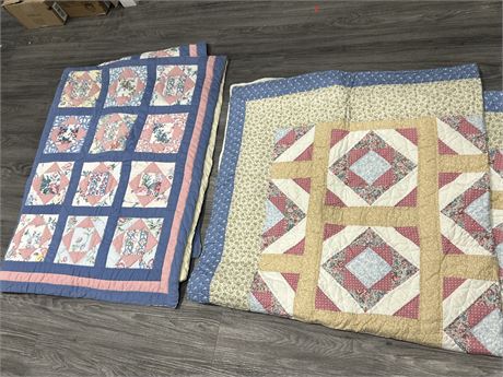 2 VINTAGE HAND STITCHED QUILTS