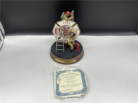 BRADFORDS EXCHANGE “DANGEROUS DUTY” LIMITED EDITON FIRE FIGHTERS DISPLAY 9” TALL