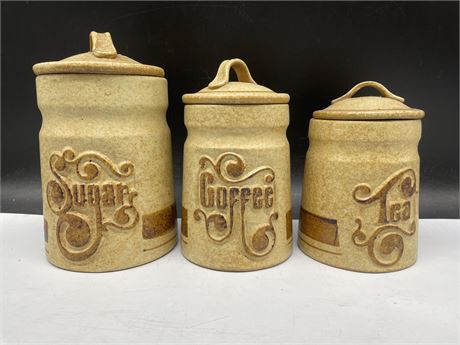 MCM POTTERY CRAFT CANISTER SET  LARGEST 9”