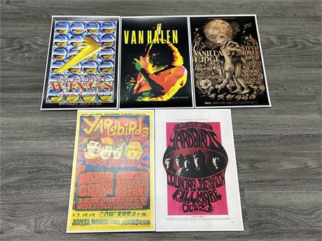 SET OF 5 ROCK POSTERS - 17”x11”