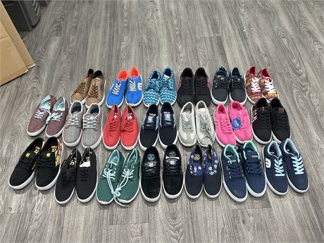 20 BRAND NEW PAIRS OF ETNIES SHOES (MOST PAIRS ARE 10” LONG)