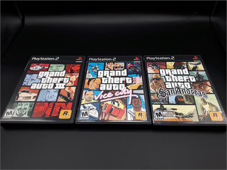 GRAND THEFT AUTO 3, VICE CITY, AND SAN ANDREAS (PLAYSTATION 2)