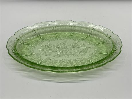 URANIUM GLASS PLATE (11” wide)
