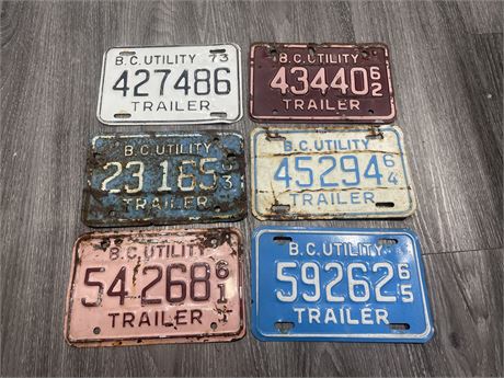 LOT OF 60’s/70’s BRITISH COLUMBIA TRAILER TAGS