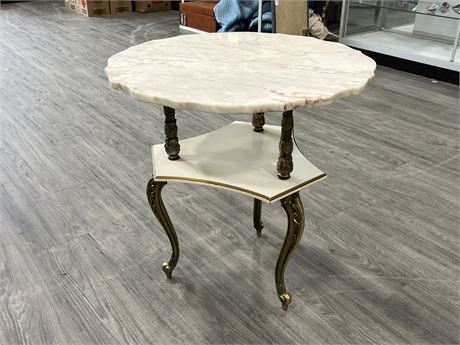 MARBLE TOP TABLE (26” tall, 25” wide)