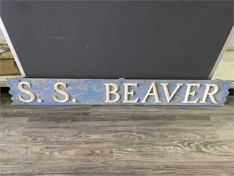 ANTIQUE S.S. BEAVER SIGN FROM BOAT (5ft long)