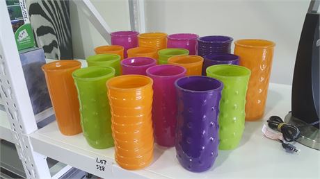 18 ASSORTED COLORED VASES
