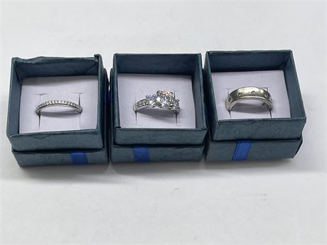 3 925 STERLING SILVER RINGS SIZES 6-7