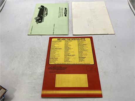 3 VINTAGE MOTOR PARTS BOOKS - 1929 - 1960