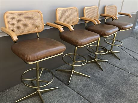 4 1970’s IMPERIAL FURNITURE BRASS BAR CHAIRS