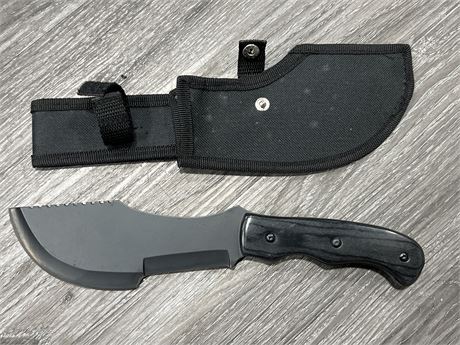 NEW STAINLESS STEEL KNIFE W/SHEATH (11” long)