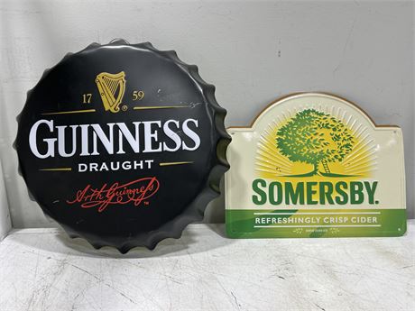 LOT OF 2 METAL LIQOUR SIGNS - GUINNESS & SOMERSBY