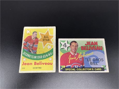JEAN BELIVEAU CARDS (ALL STAR CARD HAS BLEMISHES ON FRONT)