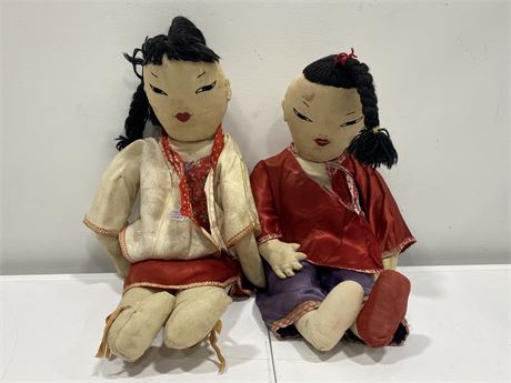 (2) 1930s LARGE CHINESE CLOTH DOLLS
