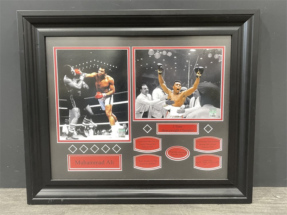 Ali Collage Urban Auctions - MUHAMMAD ALI FRAMED TRIBUTE COLLAGE (25”x21”)