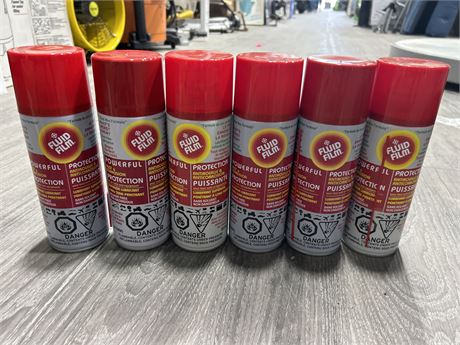 6 CANS OF FLUID FILM RUST PROTECTION - 333G PER CAN