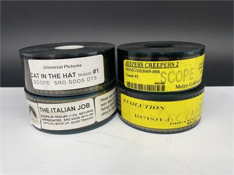(4) 35MM MOVIE TRAILERS (TITLES IN PHOTO)