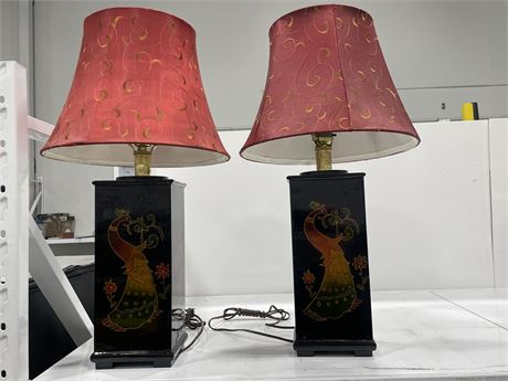 2 BLACK / RED ASAIN DESIGN LAMPS (26”)