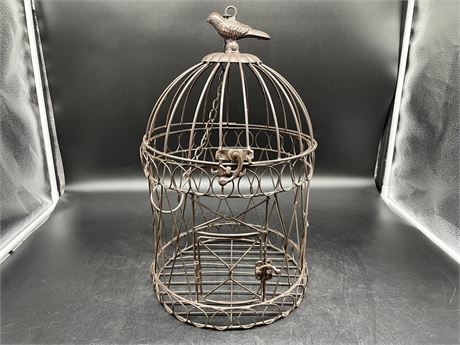METAL HANGING DECORATIVE BIRD CAGE (17” TALL)