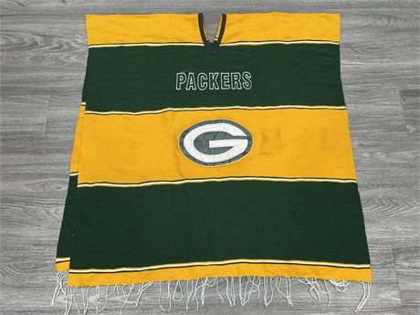NFL FOOTBALL GREEN BAY PACKERS WOVEN MEXICAN PONCHO - ADULT UNISEX ONE SIZE