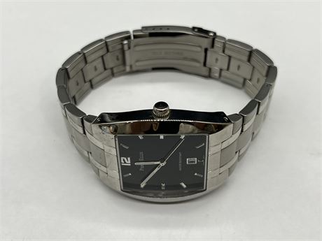 PERRY ELLIS STAINLESS STEEL WATCH - NEEDS BATTERY