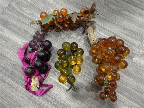 4 MCM LUCITE GRAPE CLUSTERS - LARGEST IS 14”