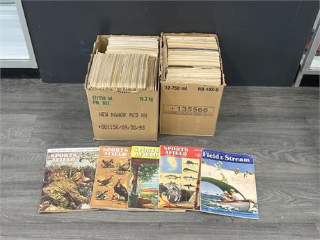 2 BOXES OF EARLY OUT DOORS MAGAZINES - MOSTLY FIELD & STREAM / SPORTS AFIELD