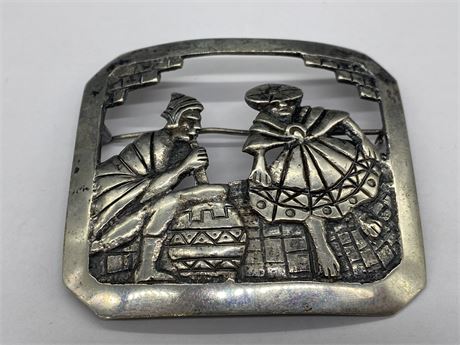 STERLING BROOCH-SNAKE CHARMER AND DANCING LADY