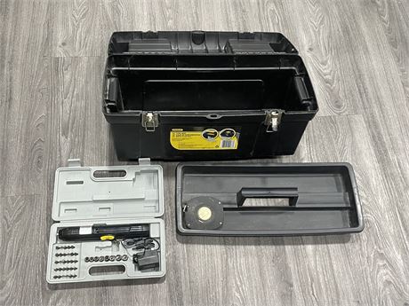 STANLEY 24” TOOL BOX WITH TAPE MEASURE & CORDLESS SCREW WORKER