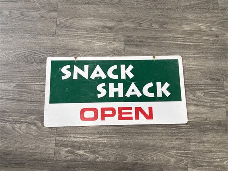 VINTAGE “SNACK SHACK CLOSED” DOUBLE SIDED METAL SIGN - 12”x24”