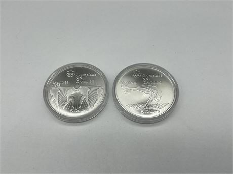 (2) 1976 MONTREAL OLYMPIC SILVER COINS
