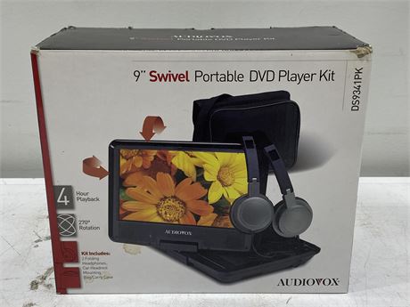 AUDIOVOX 9” SWIVEL DVD PLAYER KIT - USED ONCE