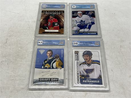 4 GRADED NHL ROOKIE CARDS