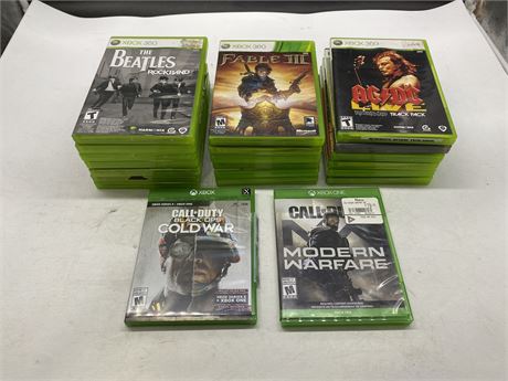 19 MISC XBOX 360 GAMES & 2 XBOX ONE GAMES