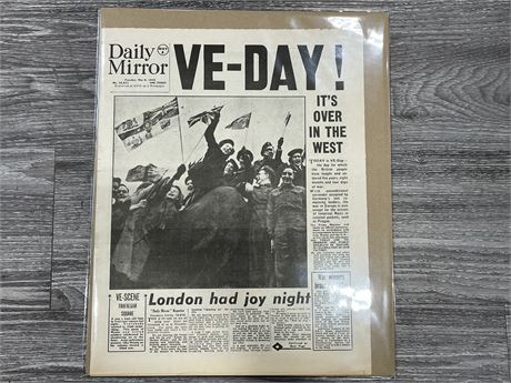 61 MAY 1945 ‘V-E DAY’ NEWSPAPER