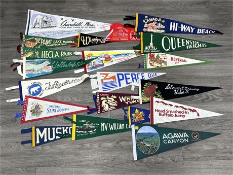 LOT OF 15+  VINTAGE CANADIAN CITY PENNANTS
