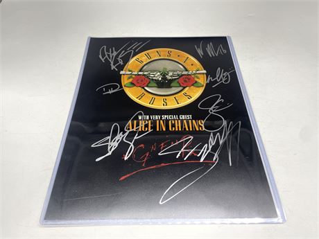 GUNS N ROSES & ALICE IN CHAINS SIGNED PICTURE 11”x14”
