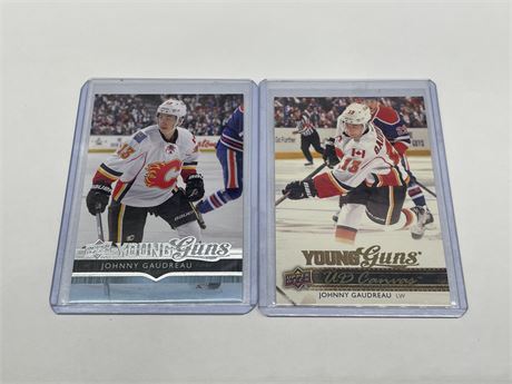 2 YOUNG GUNS JOHNNY GAUDREAU UPPER DECK NHL CARD