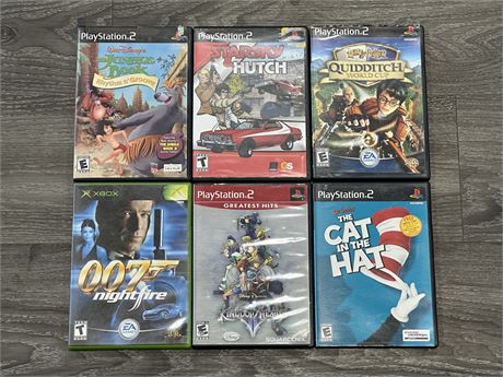 5 PS2 GAMES & 1 XBOX GAME - ALL COMPLETE W/MANUALS