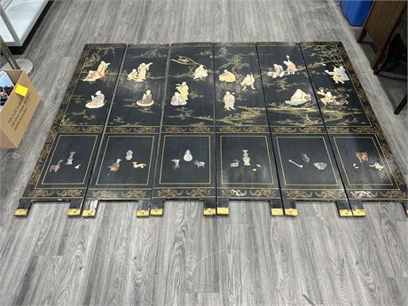 6 PIECE VINTAGE CHINESE PANEL ART - EACH PANEL IS 16”x72”