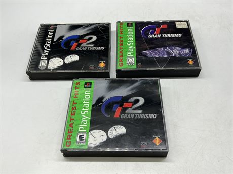 3 GRAN TURISMO PLAYSTATION ONE GAMES - CASES HAVE CRACKS