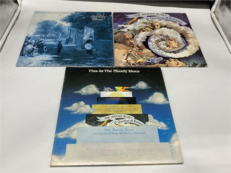 3 MOODY BLUES RECORDS - EXCELLENT (E)
