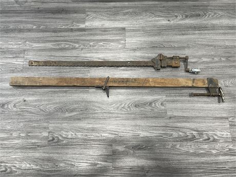 2 ANTIQUE CLAMPS - FOR WOOD / METAL (LARGEST ONE IS 5’)