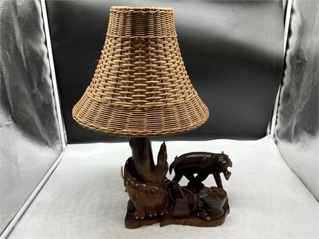 1950s HANDMADE CEYLON LAMP W/SHADE (22”)