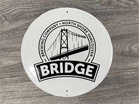 EMBOSSED TIN BRIDGE BREWING CO. SIGN (12”)