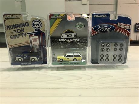 3 NEW GREENLIGHT ASSORTED FORD LIMITED ADDITION COLLECTABLES