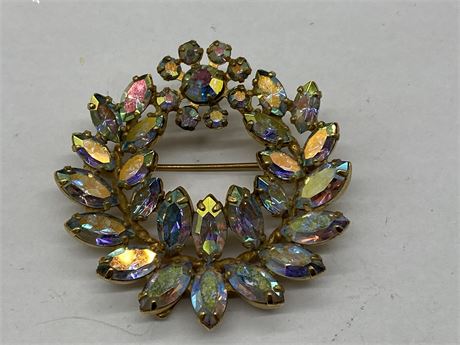 VINTAGE SHERMAN RHINESTONE BROOCH SIGNED - EXCELLENT CONDITION
