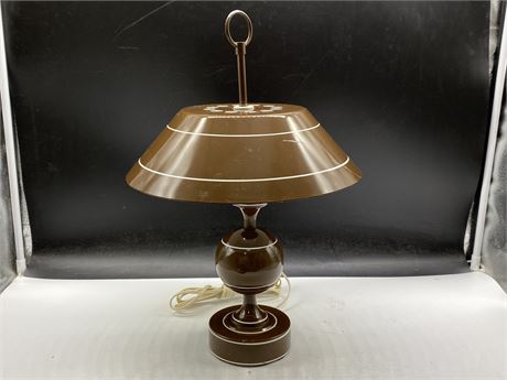 UNIQUE MID CENTURY ENAMEL LAMP - GREAT SHAPE (18” TALL)