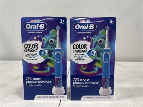 2 NEW ORAL-B KIDS POWER TOOTH BRUSHES